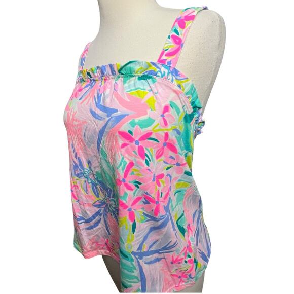 Lilly Pulitzer Jia Tank Top XS Pink It was All A Dream Floral Preppy Resort - Picture 2 of 14